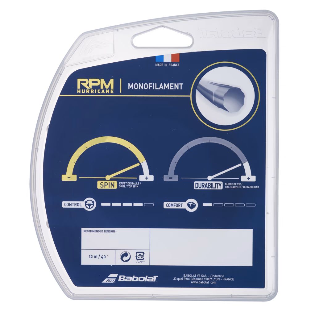 CUERDA TENIS BABOLAT RPM HURRICANE 12 MTS - 1.30 (AMARILLA) - 2