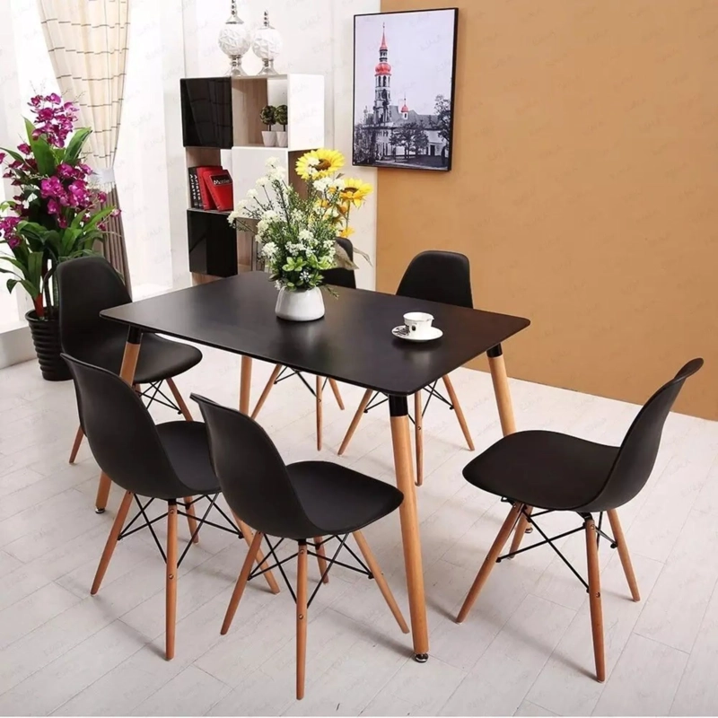 MESA COMEDOR EAMES RECTANGULAR NEGRO - 2
