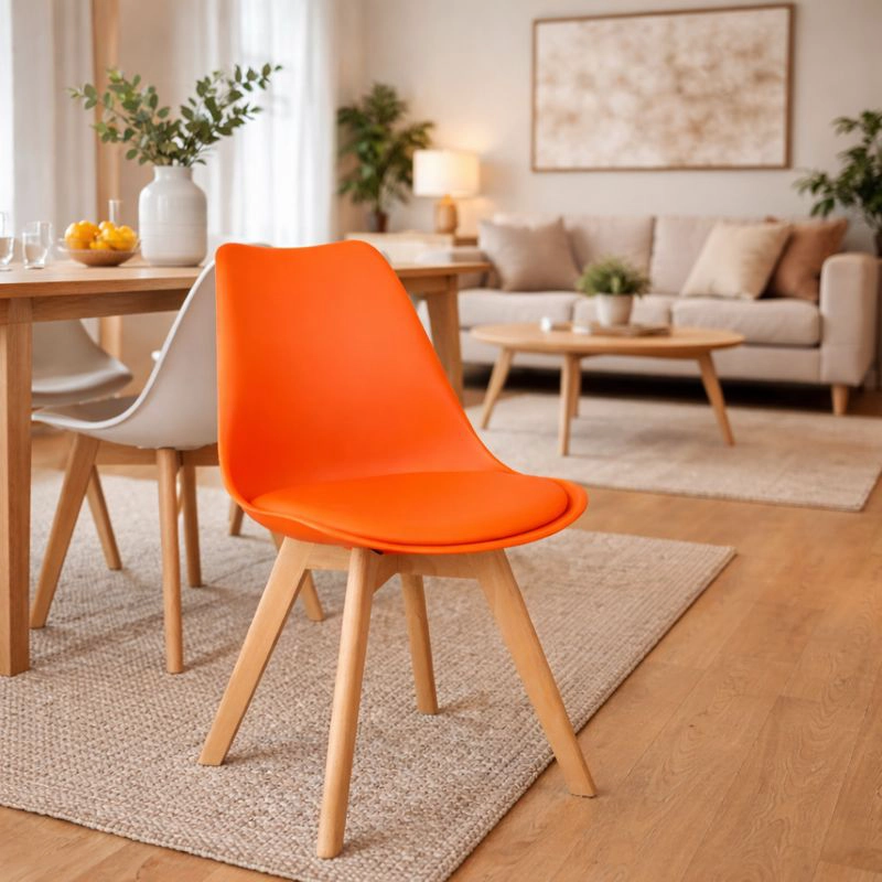 Pack 4 unidades Silla  Tulip acolchada Naranja - 2