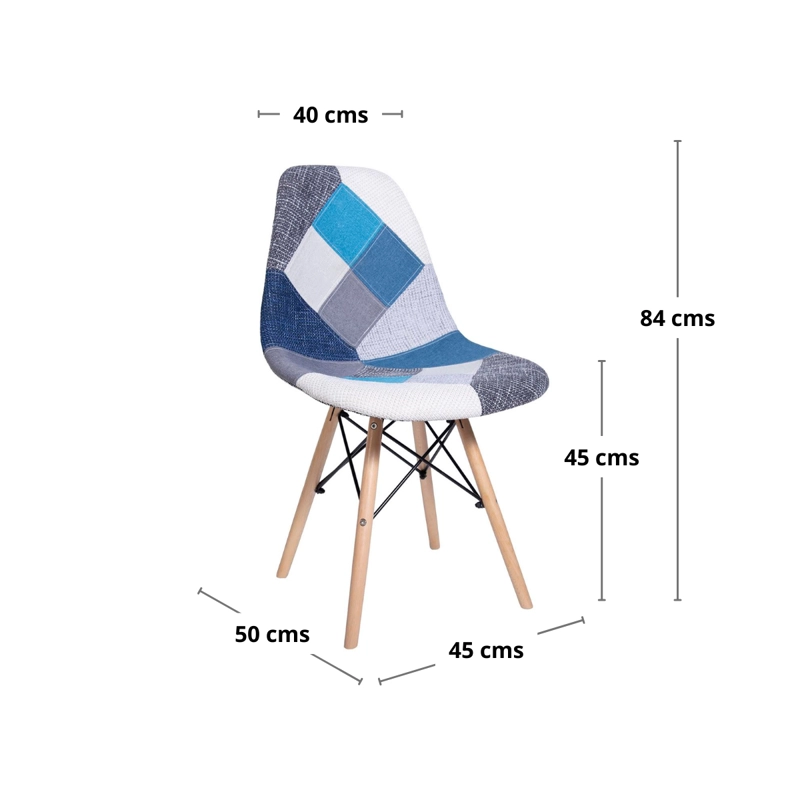 PACK WHITE MARKET PATCHWORK MODELO 1 AZUL X 4 SILLA EAMES PATHWORK - 3