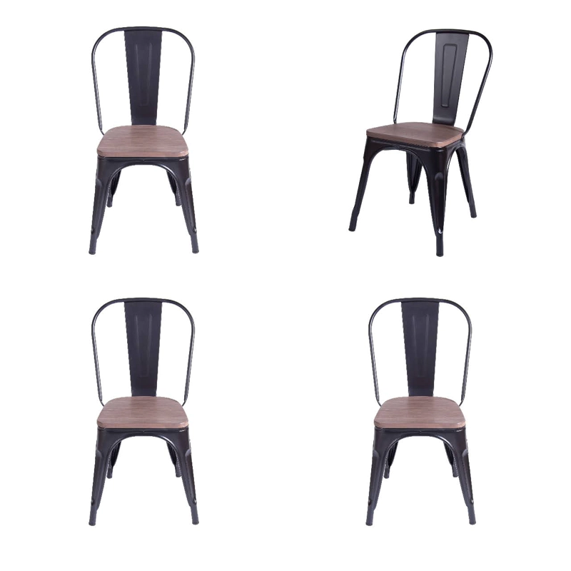 PACK WHITE MARKET ACERO NEGRO X 4 SILLA TOLIX NEGRA - 1
