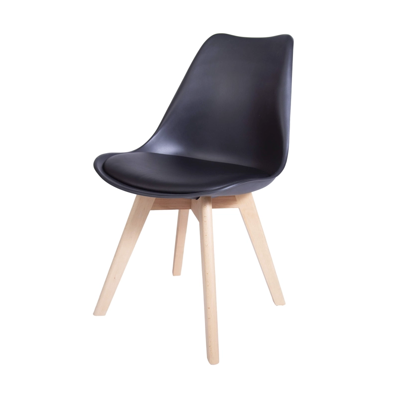 PACK X 4 SILLAS COMEDOR MODELO TULIP EN COLOR NEGRO ACOLCHADA - 3
