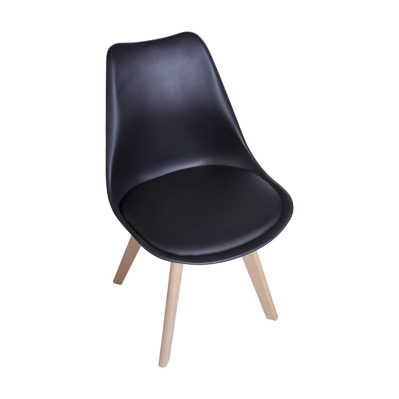 PACK X 4 SILLAS COMEDOR MODELO TULIP EN COLOR NEGRO ACOLCHADA - 6