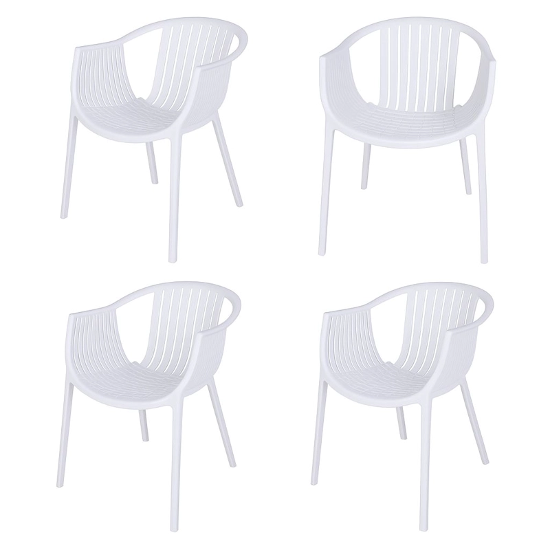 PACK X 4 SILLA EN COLOR BLANCO POLIPROPILENO PARA EXTERIOR APILABLE - 1