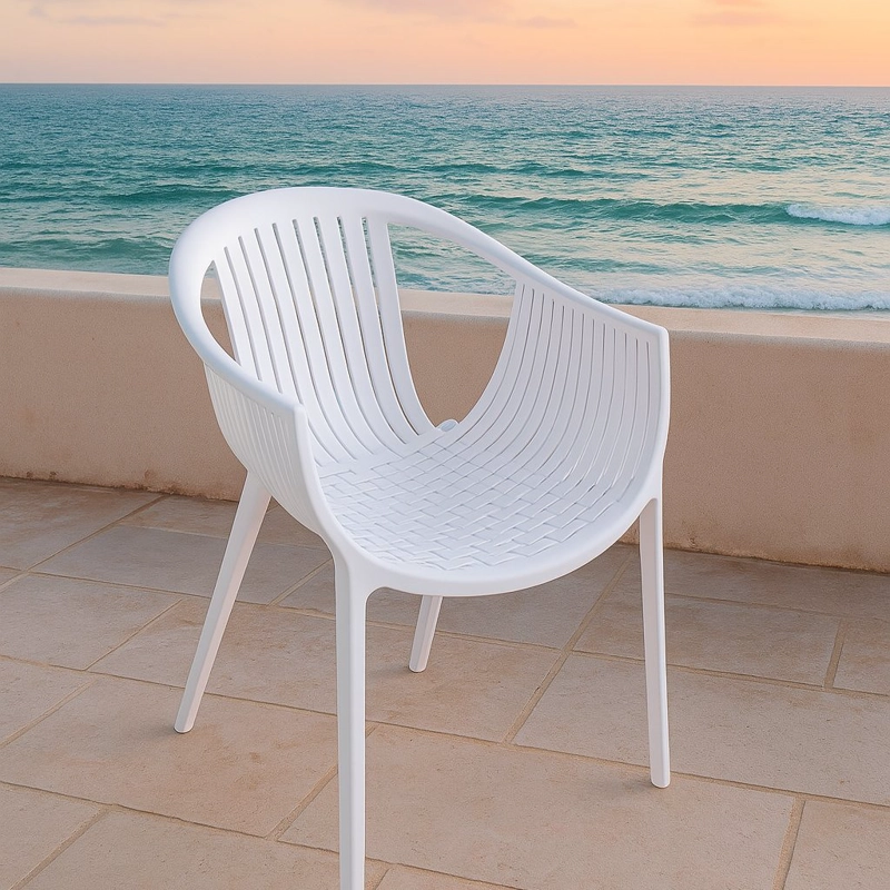 PACK X 4 SILLA EN COLOR BLANCO POLIPROPILENO PARA EXTERIOR APILABLE - 2