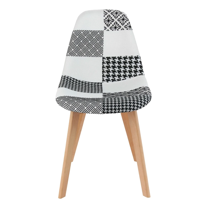 PACK 4 UNIDADES SILLA PATCHWORK BLANCA-NEGRA - 4