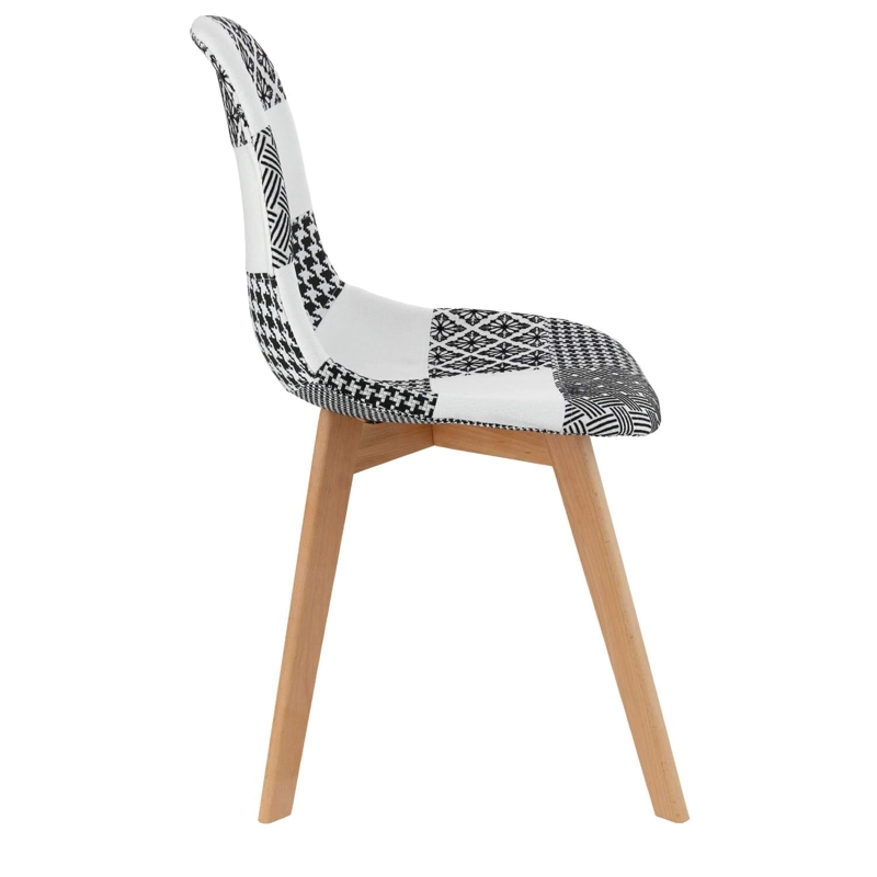 PACK 4 UNIDADES SILLA PATCHWORK BLANCA-NEGRA - 5