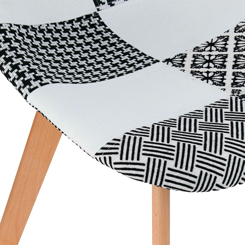 PACK 4 UNIDADES SILLA PATCHWORK BLANCA-NEGRA - 6