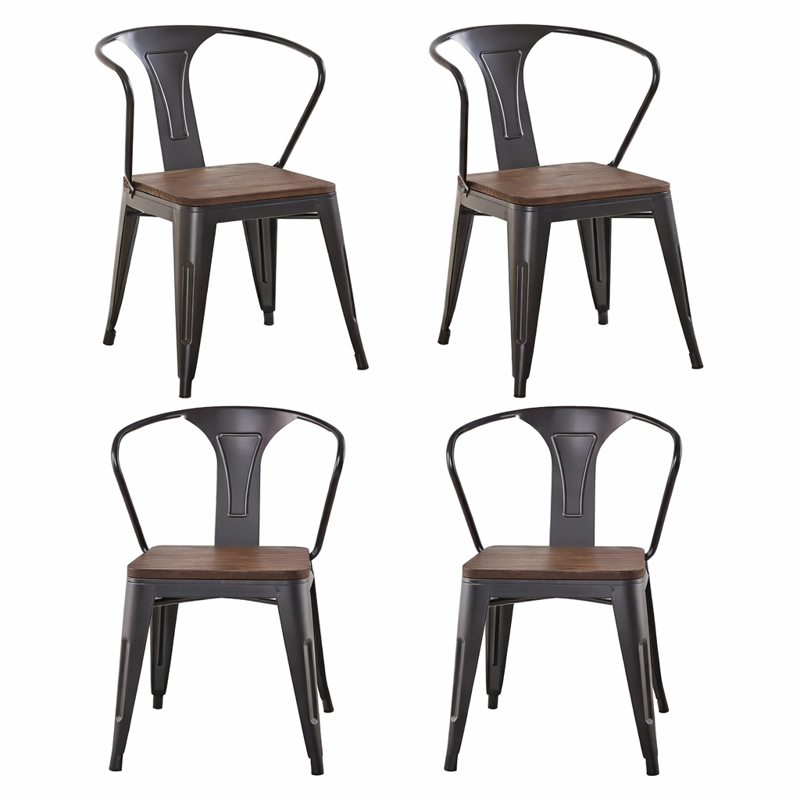 PACK X 4 SILLAS TOLIX CON BRAZOS GRIS OSCURA - 1