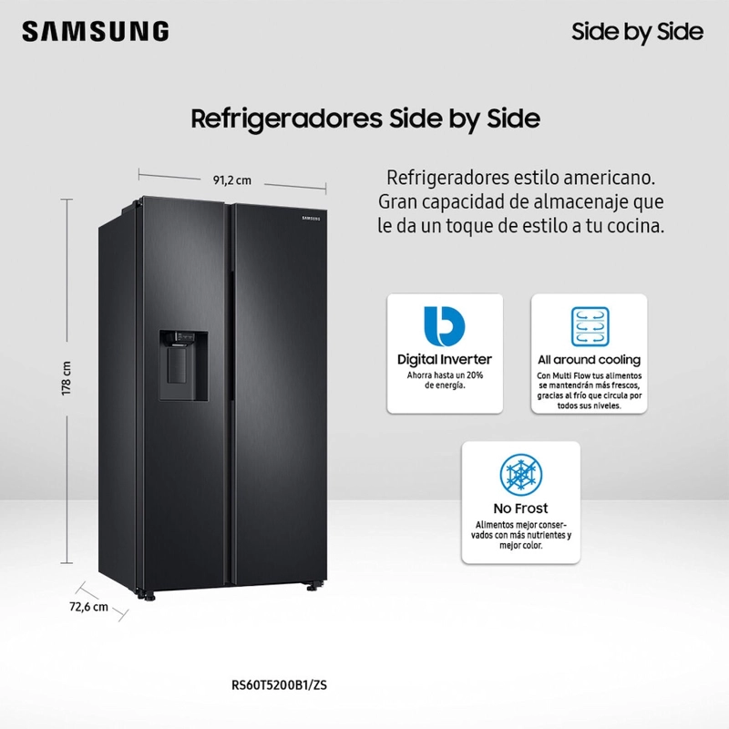REFRIGERADOR SAMSUNG SIDE BY SIDE DE 602 LTS SPACE MAX RS60T5200B1-ZS - 7