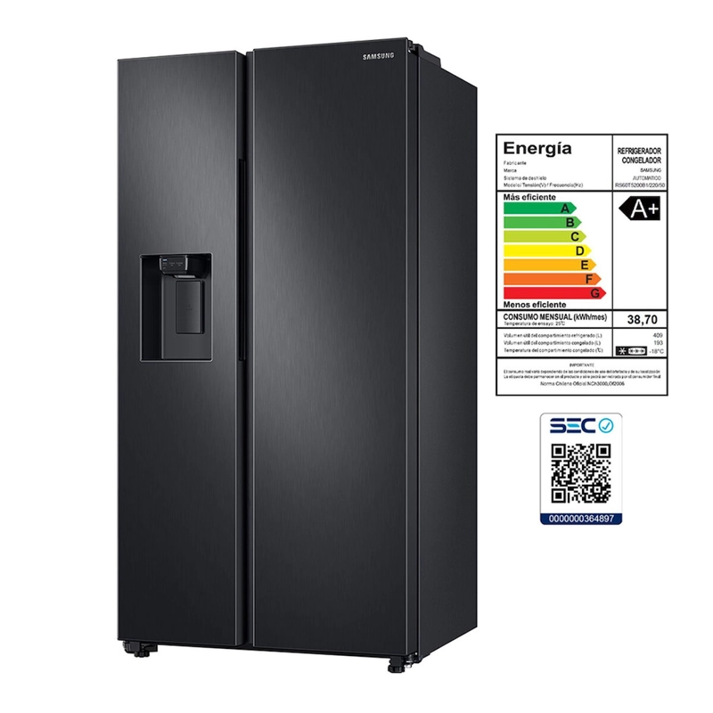 REFRIGERADOR SAMSUNG SIDE BY SIDE DE 602 LTS SPACE MAX RS60T5200B1-ZS - 8