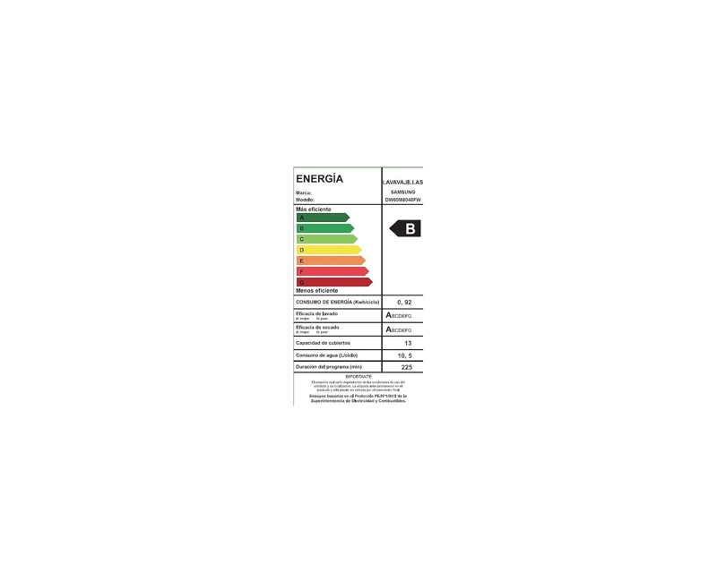 LAVAVAJILLAS SAMSUNG 13 CUBIERTOS DW60M6040FW/ZS - 7
