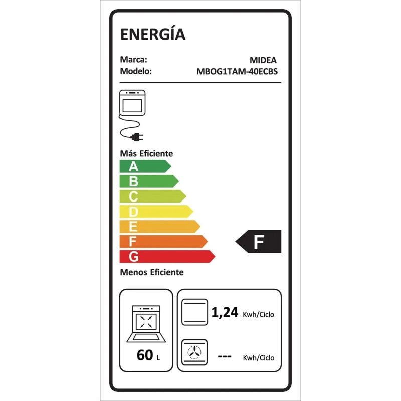 HORNO EMPOTRADO ELE CTRICO 67 L NEGRO MBOG1TAM-40ECBS - 7
