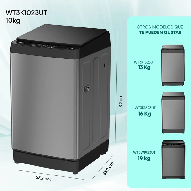 LAVADORA HISENSE WT3K1023UT 10 KG GRIS CARGA SUPERIOR - 2