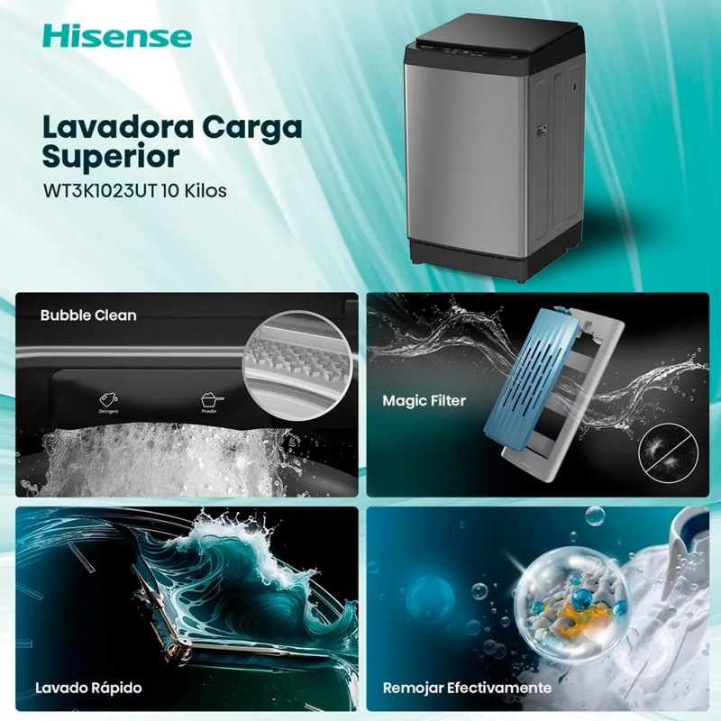 LAVADORA HISENSE WT3K1023UT 10 KG GRIS CARGA SUPERIOR - 3