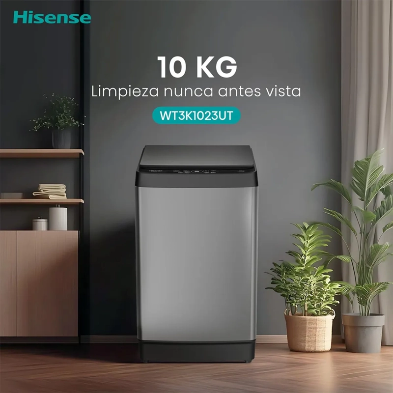 LAVADORA HISENSE WT3K1023UT 10 KG GRIS CARGA SUPERIOR - 5
