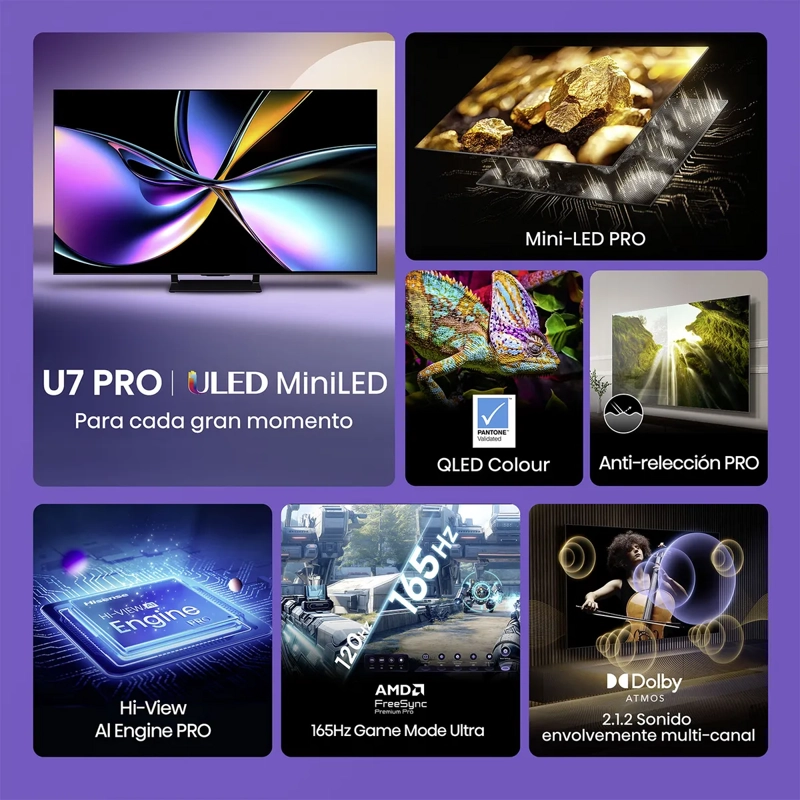 TELEVISOR HISENSE 75' ULED 4K GOOGLETV 75U7QG PRO - 3