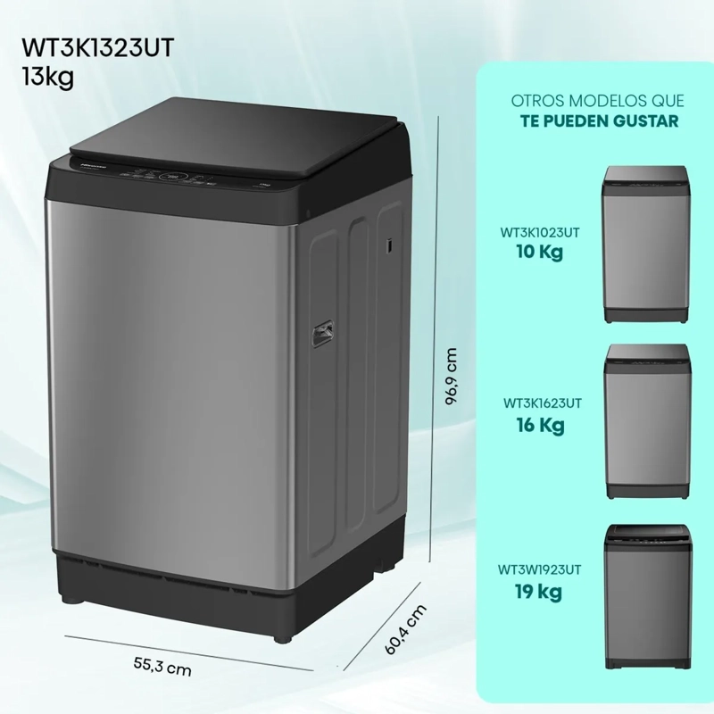 LAVADORA HISENSE WT3K1323UT 13 KG GRIS CARGA SUPERIOR - CAJA RECICLADA - 3