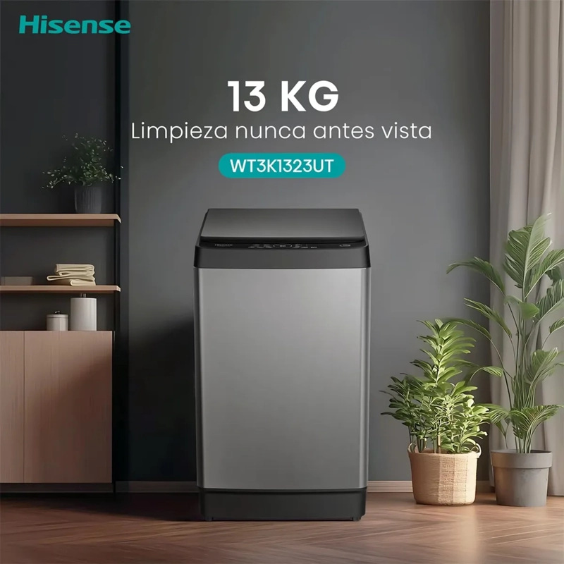LAVADORA HISENSE WT3K1323UT 13 KG GRIS CARGA SUPERIOR - CAJA RECICLADA - 7