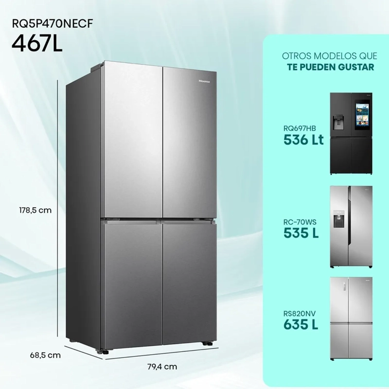 REFRIGERADOR SIDE BY SIDE HISENSE RQ5P470NECF 470L NOFROST - 4