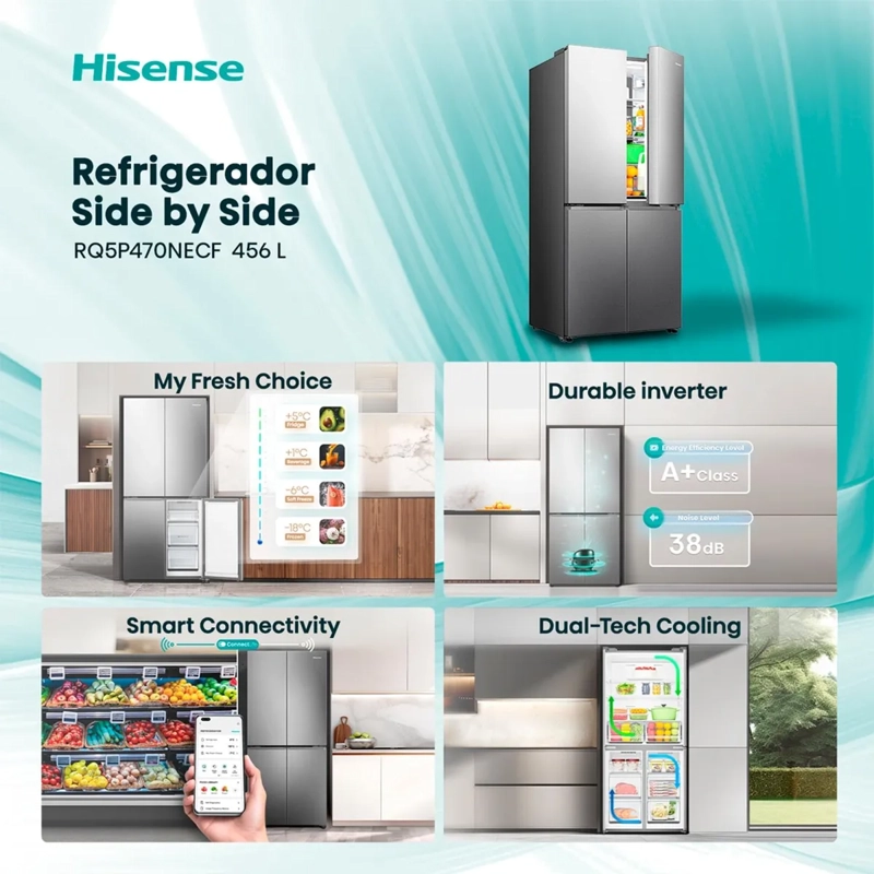 REFRIGERADOR SIDE BY SIDE HISENSE RQ5P470NECF 470L NOFROST - 5