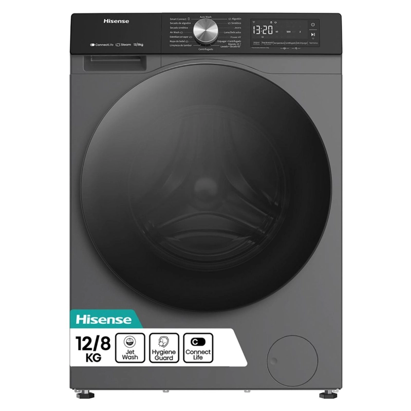 LAVADORA SECADORA HISENSE WD3S1243BT 12 KG/7KG NEGRO FRONTAL - 2