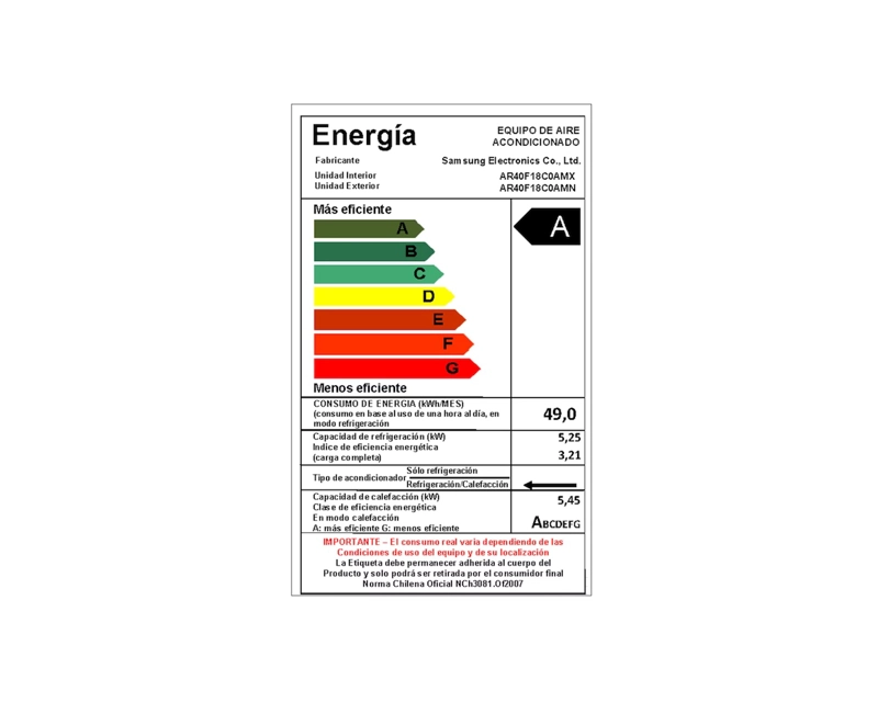 AIRE ACONDICIONADO SAMSUNG AR40F18C0AM-ZS 18.000 BTU - CAJA RECICLADA - 6