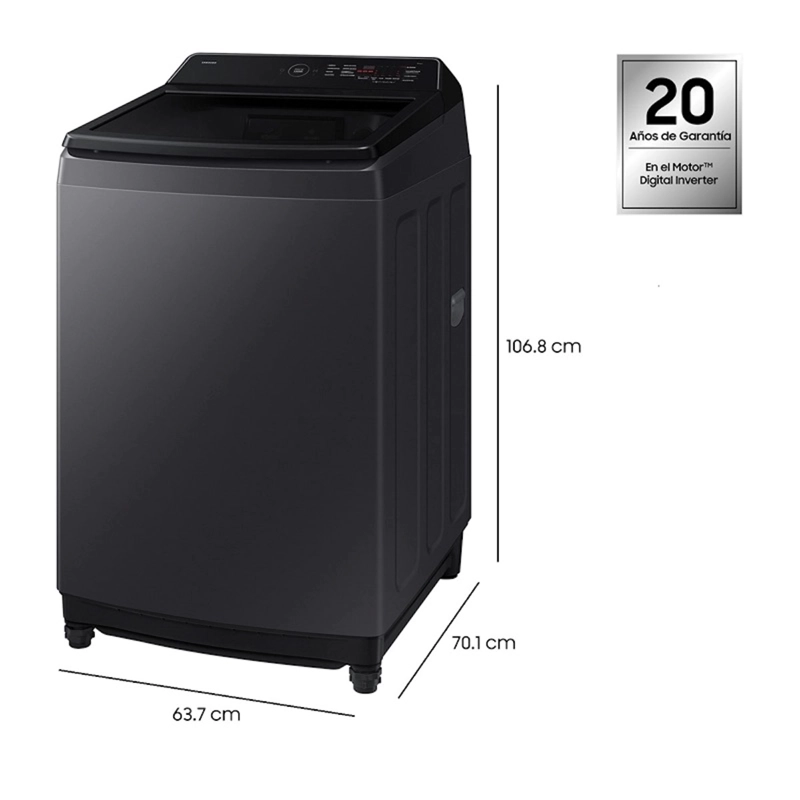 LAVADORA SAMSUNG WA40F17E7CZS 17 KG CARGA SUPERIOR ECOBUBBLE - 3