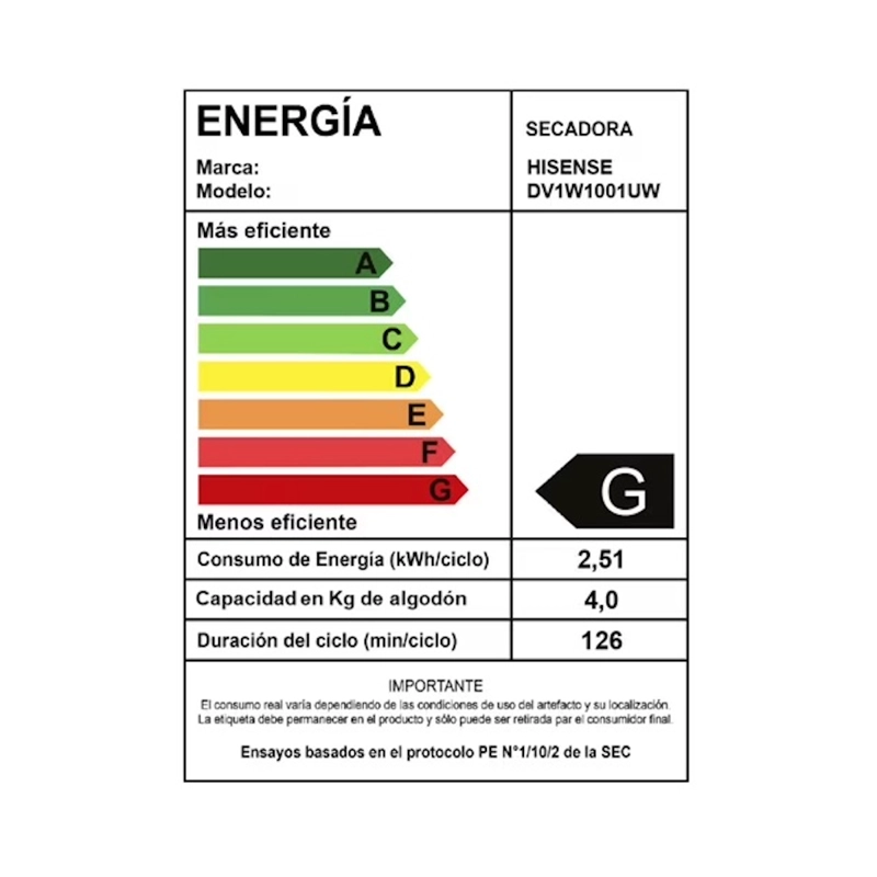 SECADORA HISENSE 10 KG VENTILACION FRONTAL - 7