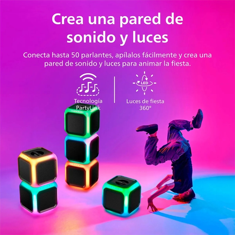 PARLANTE PHILIPS TAX7207-10 BLUETOOTH 80W CON LUCES 360° - 3