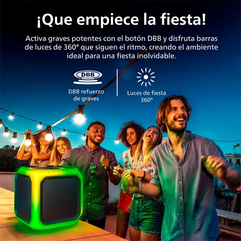PARLANTE PHILIPS TAX7207-10 BLUETOOTH 80W CON LUCES 360° - 4