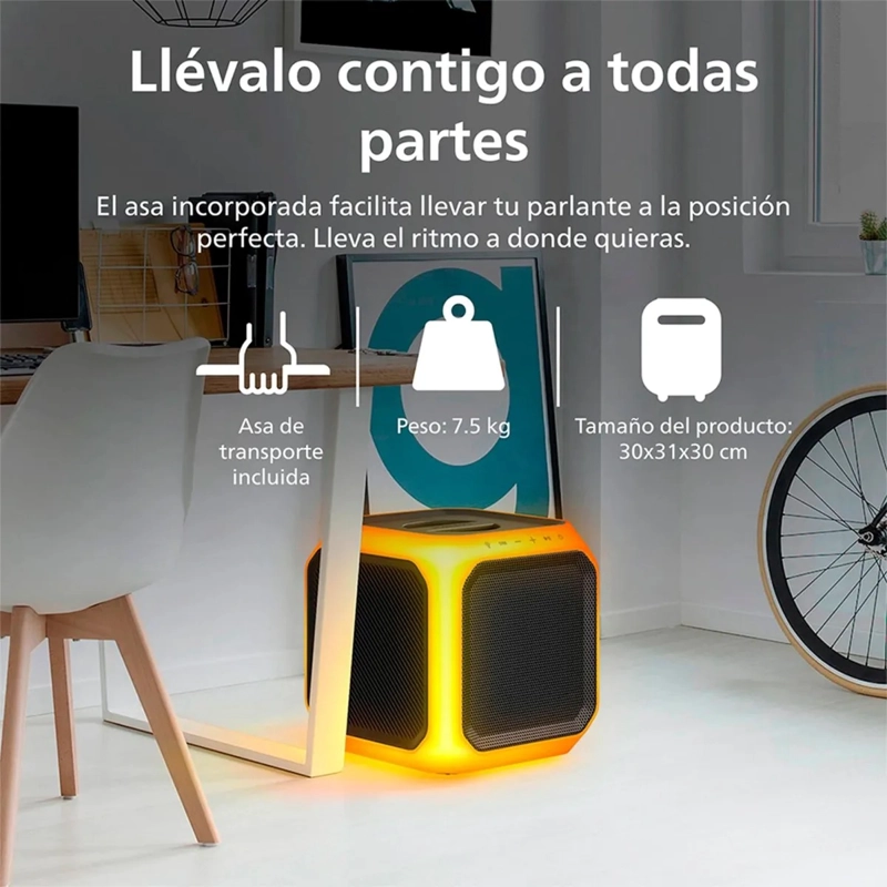 PARLANTE PHILIPS TAX7207-10 BLUETOOTH 80W CON LUCES 360° - 6