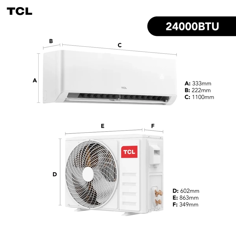 AIRE ACONDICIONADO INVERTER TCL TAC-24CHSA 24.000 BTU WI-FI - 7