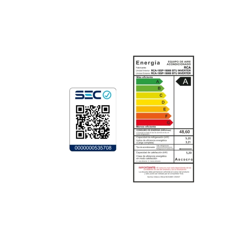 AIRE ACONDICIONADO SPLIT INVERTER RCA 18SP 18.000 BTU - 9