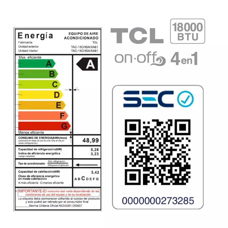 AIRE ACONDICIONADO TCL TAC-18CHSA-XA61 18.000 BTU INVERTER - 8