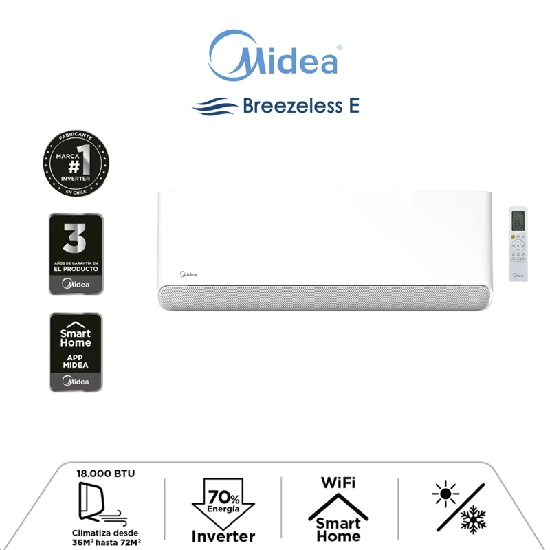 AIRE ACONDICIONADO MIDEA MOX104 BREEZELESS 9.000 BTU - 1