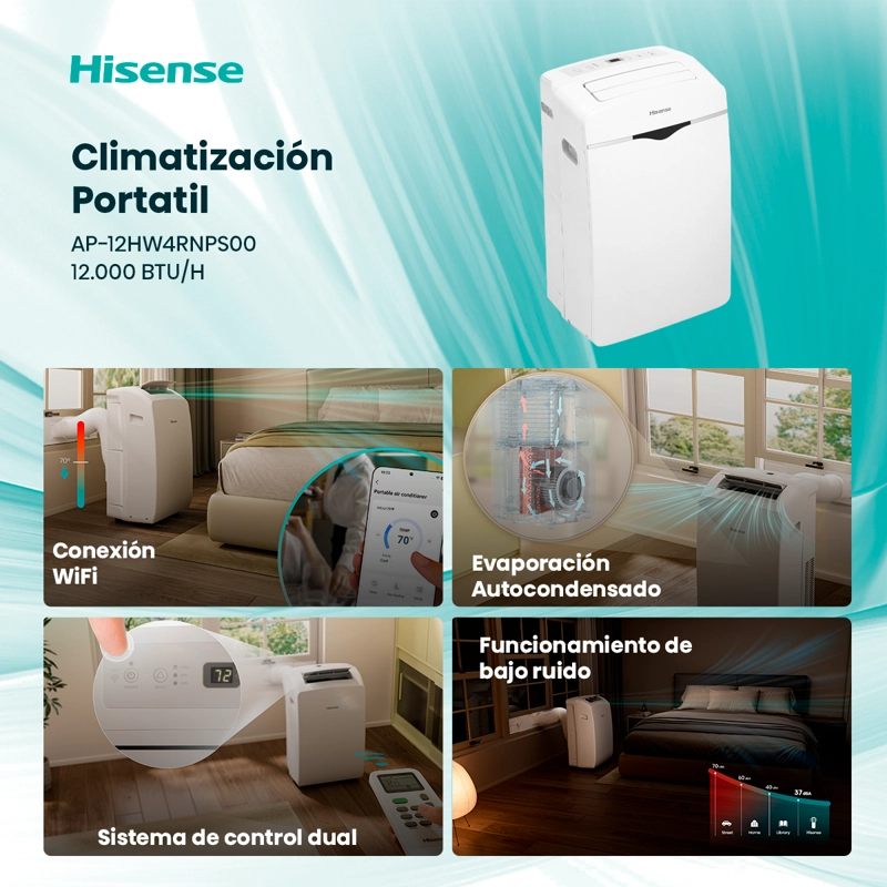 AIRE ACONDICIONADO PORTATIL HISENSE 12HW4RNPS01-B FRIO CALOR - 3