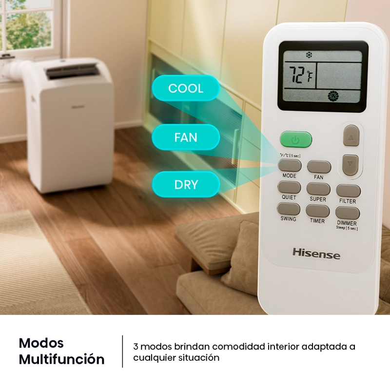 AIRE ACONDICIONADO PORTATIL HISENSE 12HW4RNPS01-B FRIO CALOR - 6