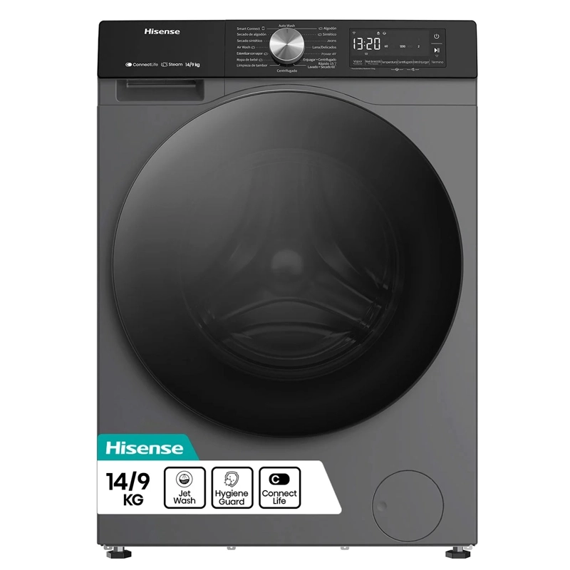 LAVADORA SECADORA HISENSE WD3S1443BT2 14/9 KG TITANIUM - 1