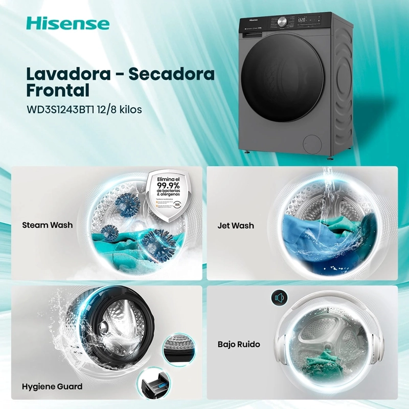 LAVADORA SECADORA HISENSE WD3S1243BT1 12/8 KG - 3