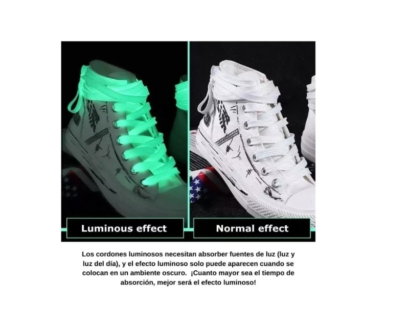CORDONES FLUORESCENTES LUMINOSO ZAPATILLAS BRILLAN OSCURIDAD - 5