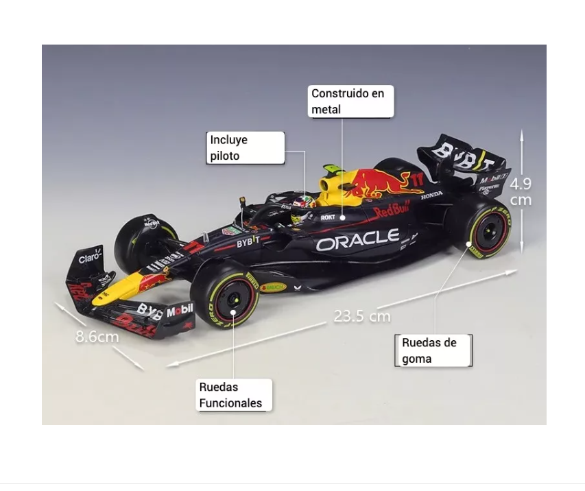 AUTO BBURAGO F1 RB19 #11 SERGIO PEREZ ESCALA 1:24 ORIGINAL - 3