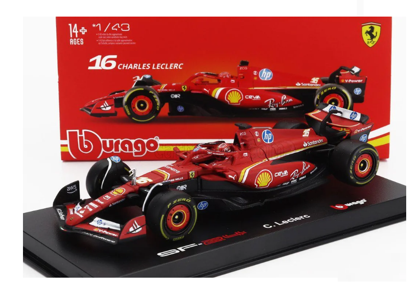 AUTO BBURAGO FERRARI SF-24 2024 #16 LECLERC ESCALA 1:43 LUJO - 5