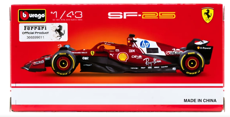 AUTO F1 FERRARI SF-25 2025 #16 LECLERC ESCALA 1:43 BBURAGO - 7