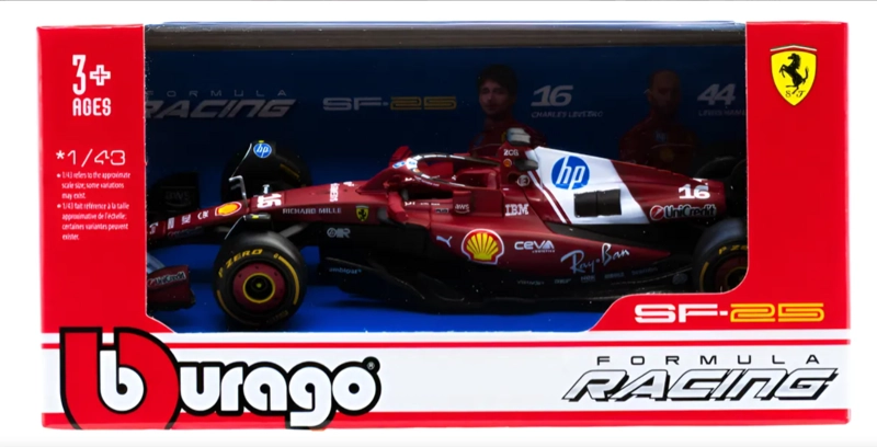 AUTO F1 FERRARI SF-25 2025 #16 LECLERC ESCALA 1:43 BBURAGO - 8