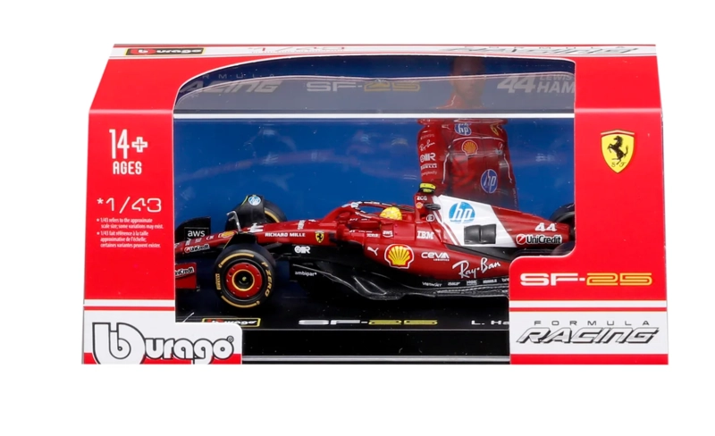 AUTO F1 FERRARI SF-25 2025 #44 HAMILTON 1:43 BBURAGO DE LUJO - 4