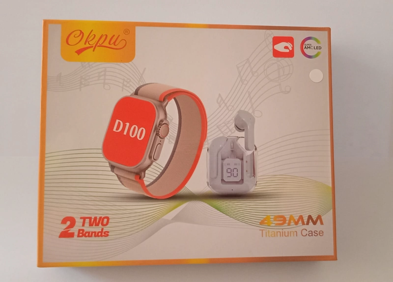 SMARTWATCH RELOJ OKPU D100 AMOLED + AUDIFONOS Y 2 CORREAS - 4