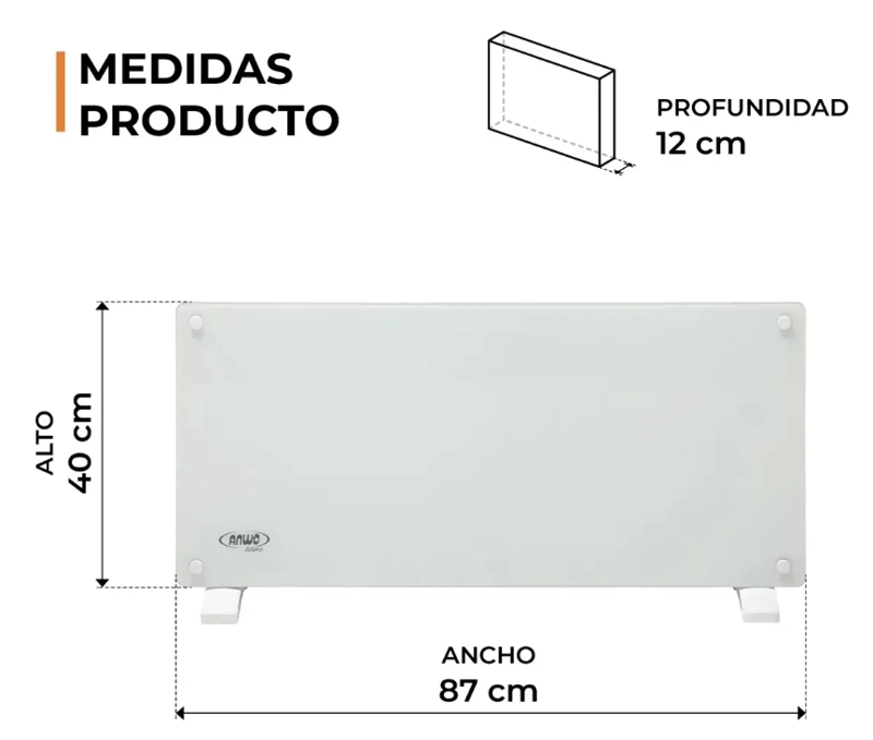 ESTUFA ELE CTRICA ANWO PANEL CONVECTIVO VIDRIO CON WIFI 2000W PROGRAMABLE NDFL2000V - 3