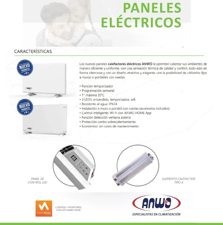 ESTUFA ELE CTRICA ANWO PANEL CONVECTIVO VIDRIO CON WIFI 2000W PROGRAMABLE NDFL2000V - 5