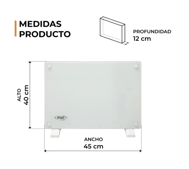 PANEL ELE CTRICO VIDRIO ANWO NDFL.1000V 1000W C/WIFI BLANCO - 6